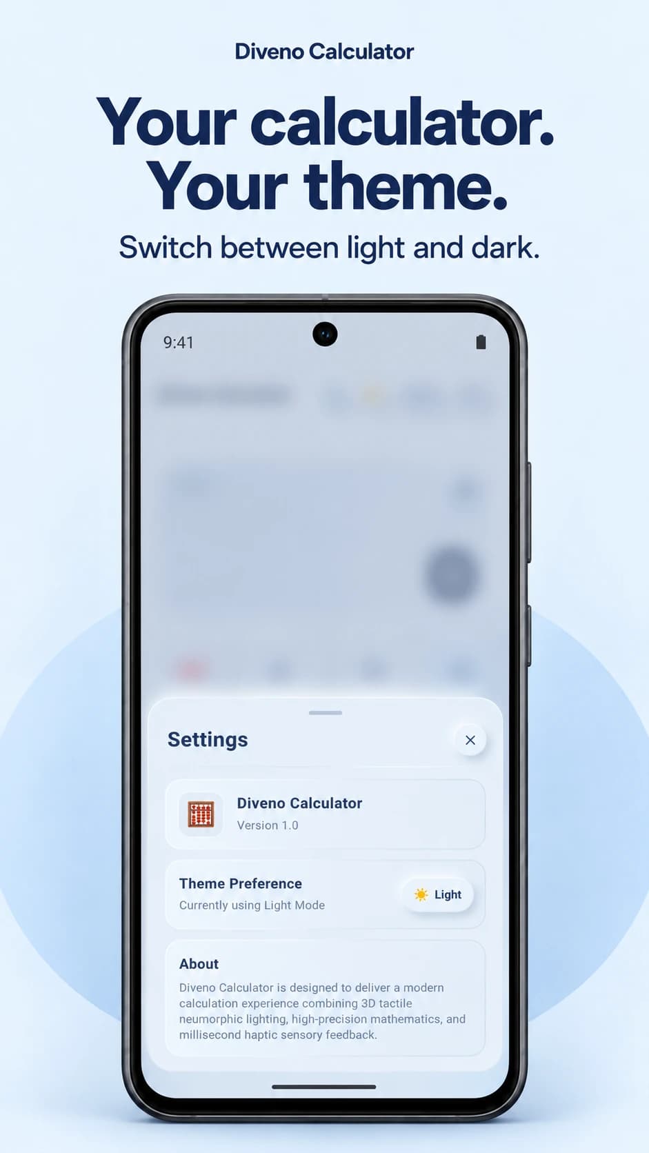 Diveno Calculator Choose your light theme poster