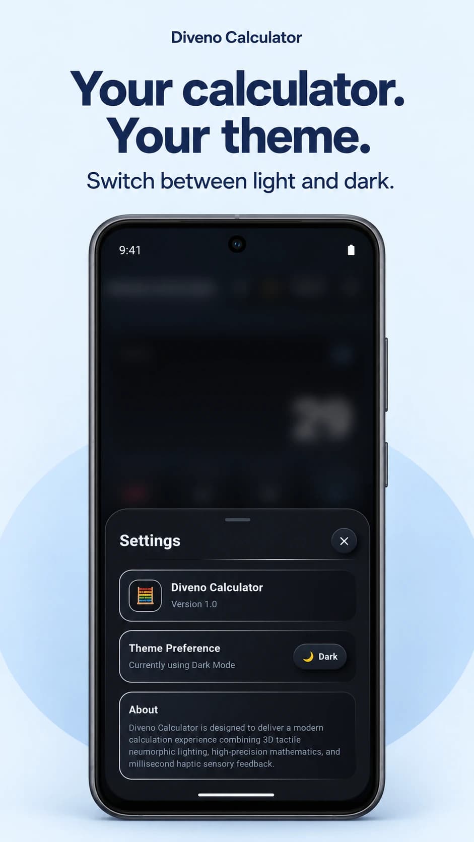 Diveno Calculator Choose your dark theme poster