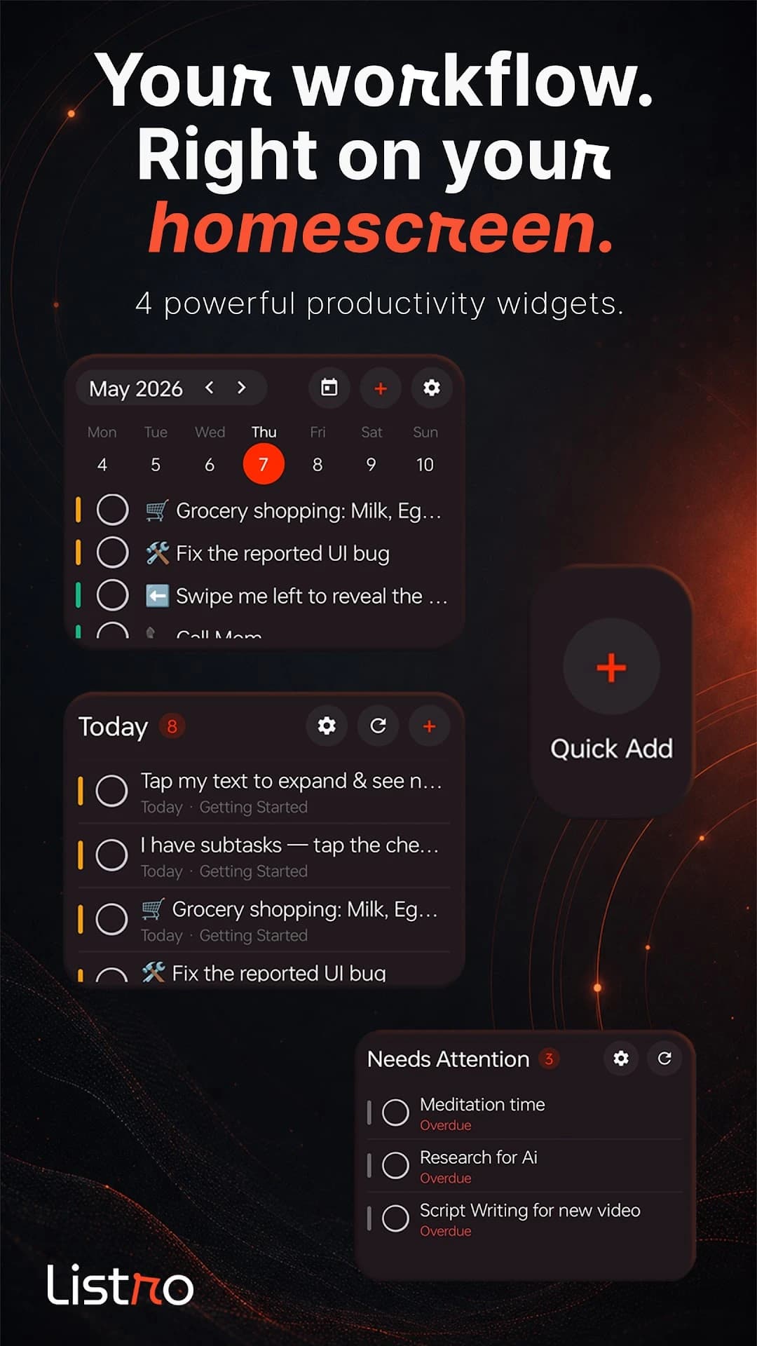 Listro Workflow on your homescreen poster