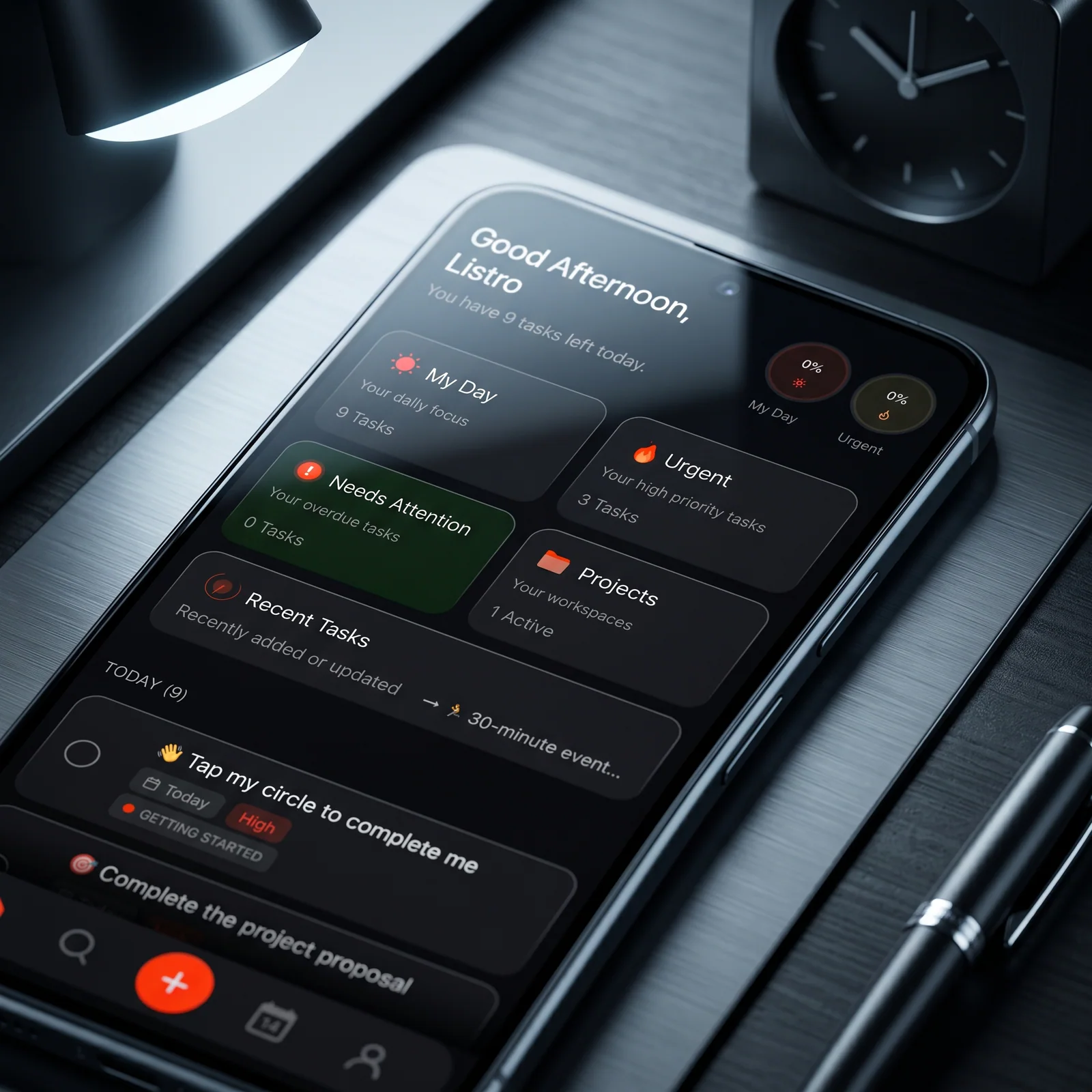 Listro Pulse Core dashboard on an Android phone