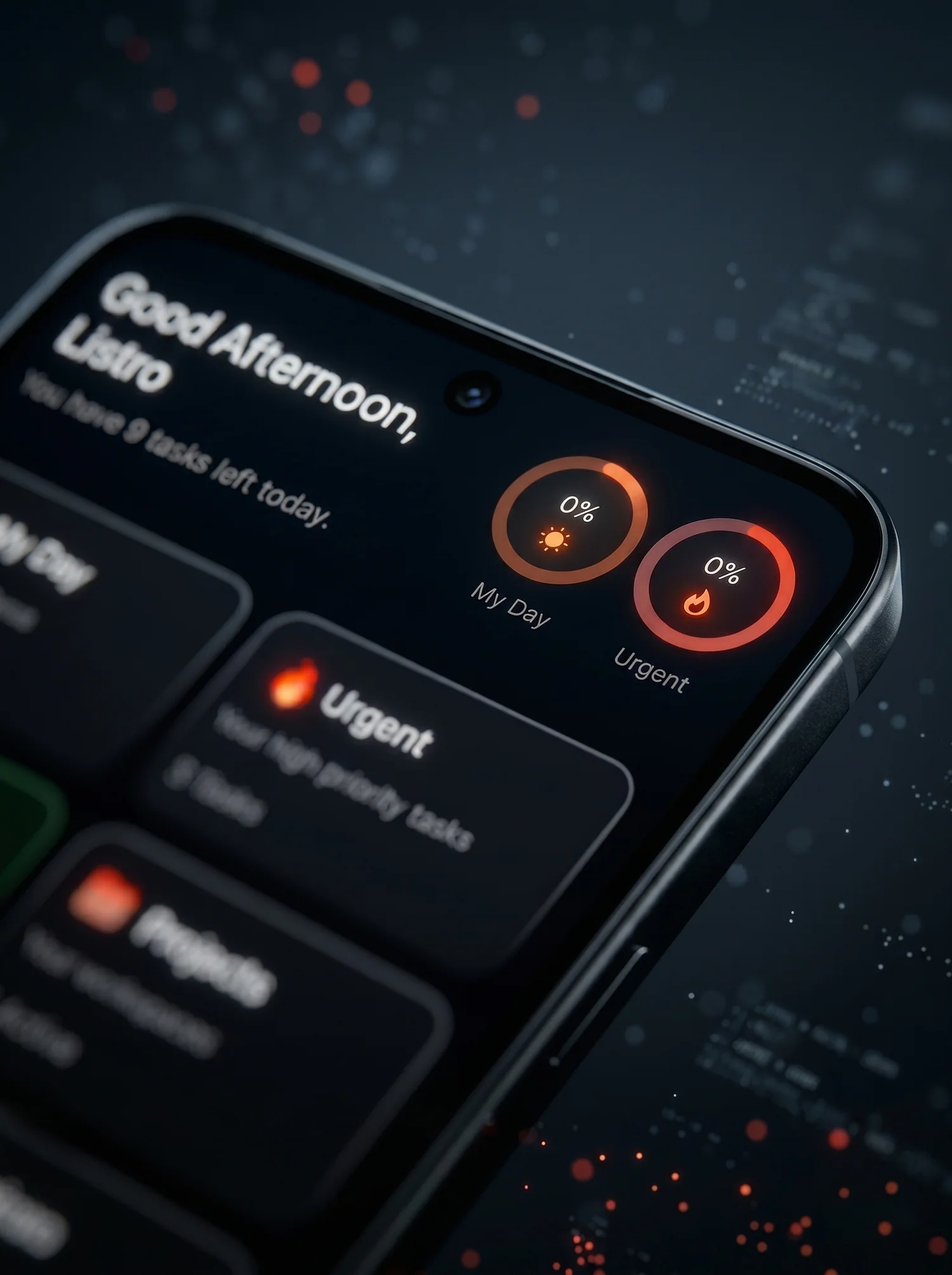 Listro pulse rings and progress controls close up