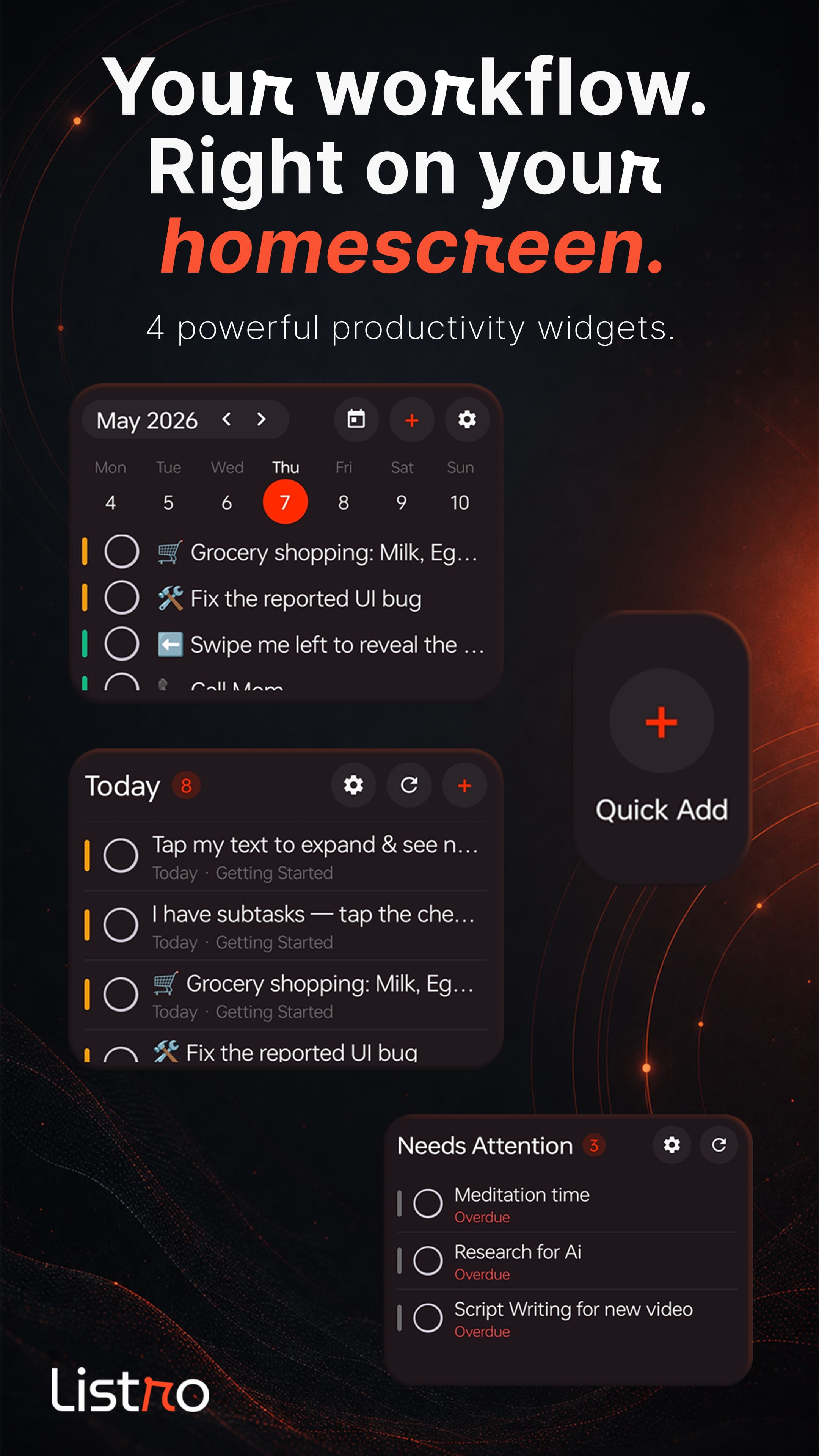 Listro Workflow on your homescreen poster