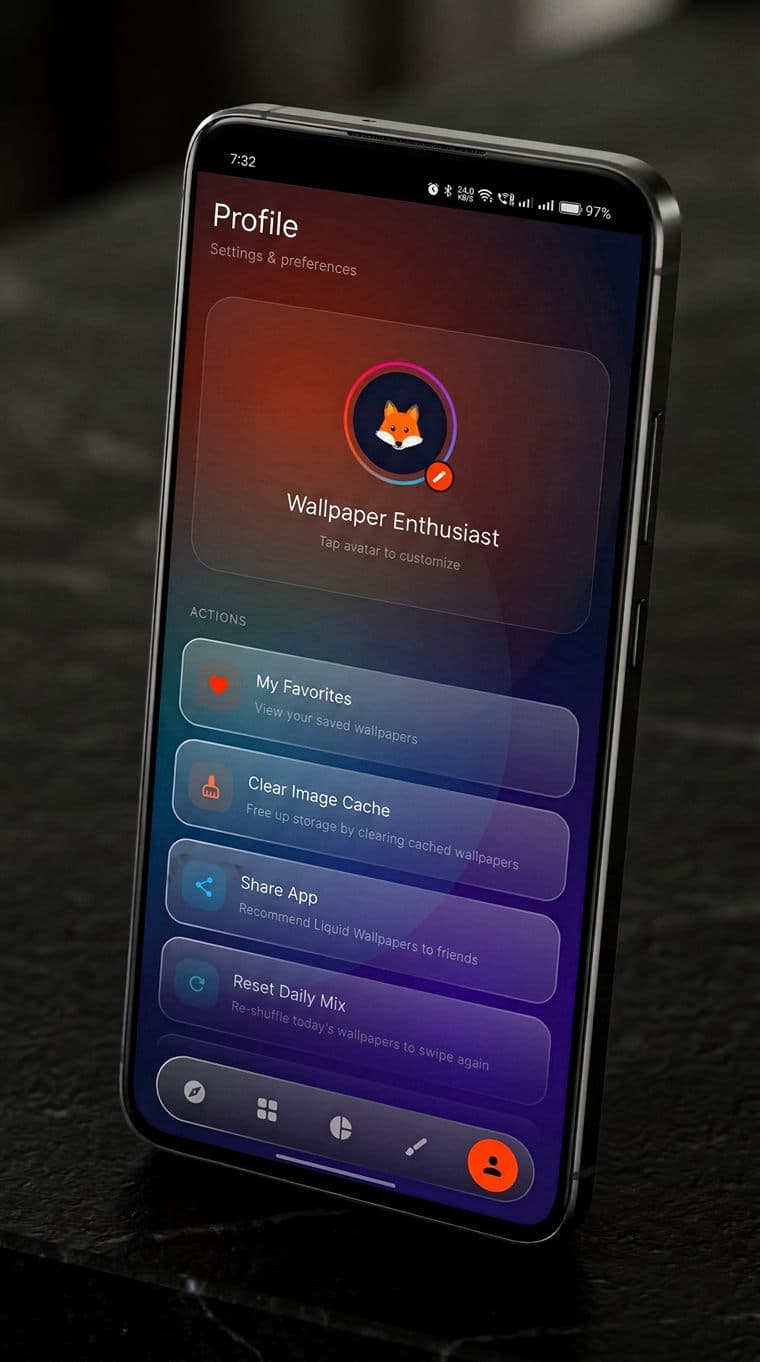 Liquid Wallpapers Profile controls poster
