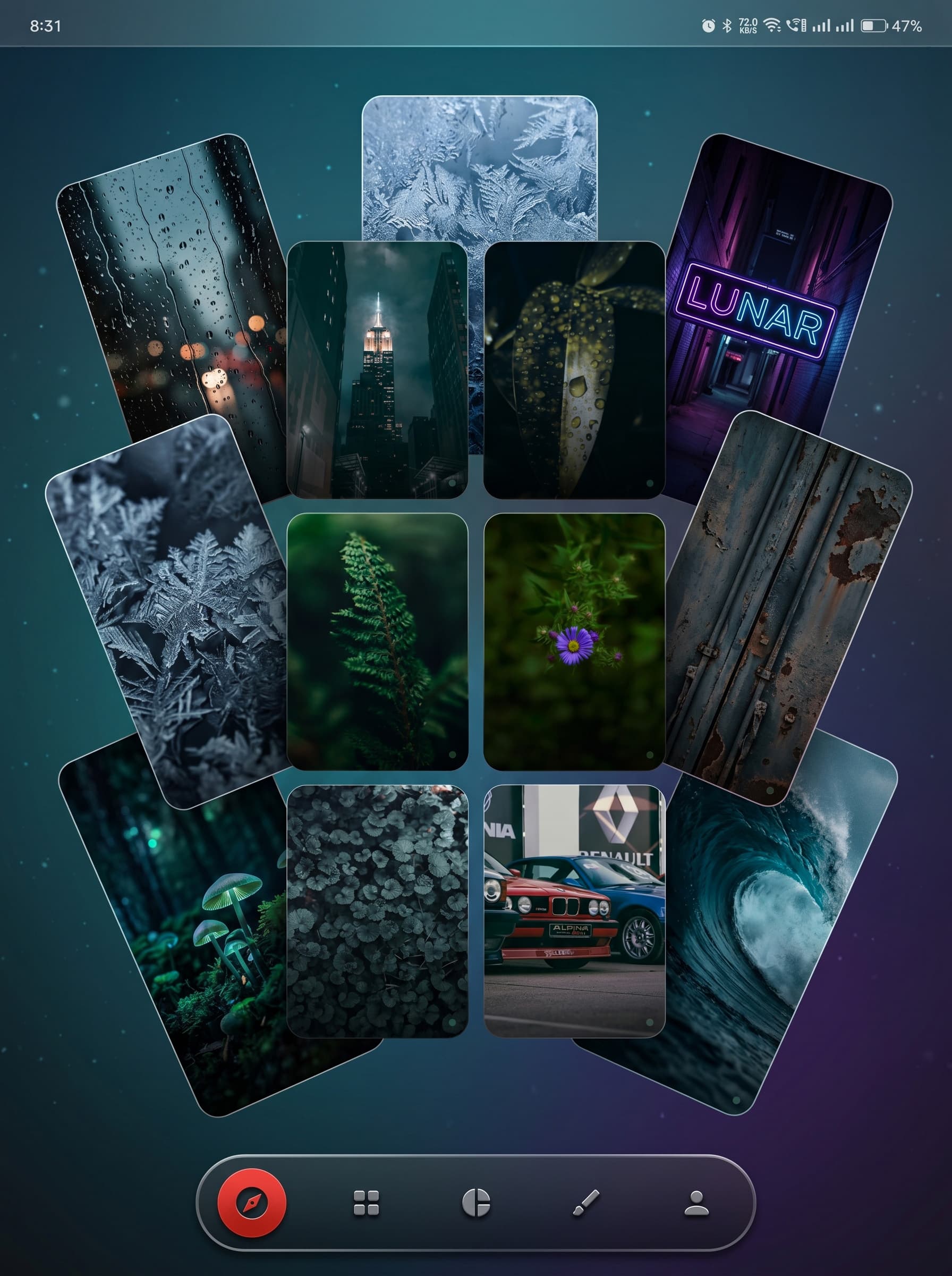 Liquid Wallpapers curated wallpaper sourcing collage