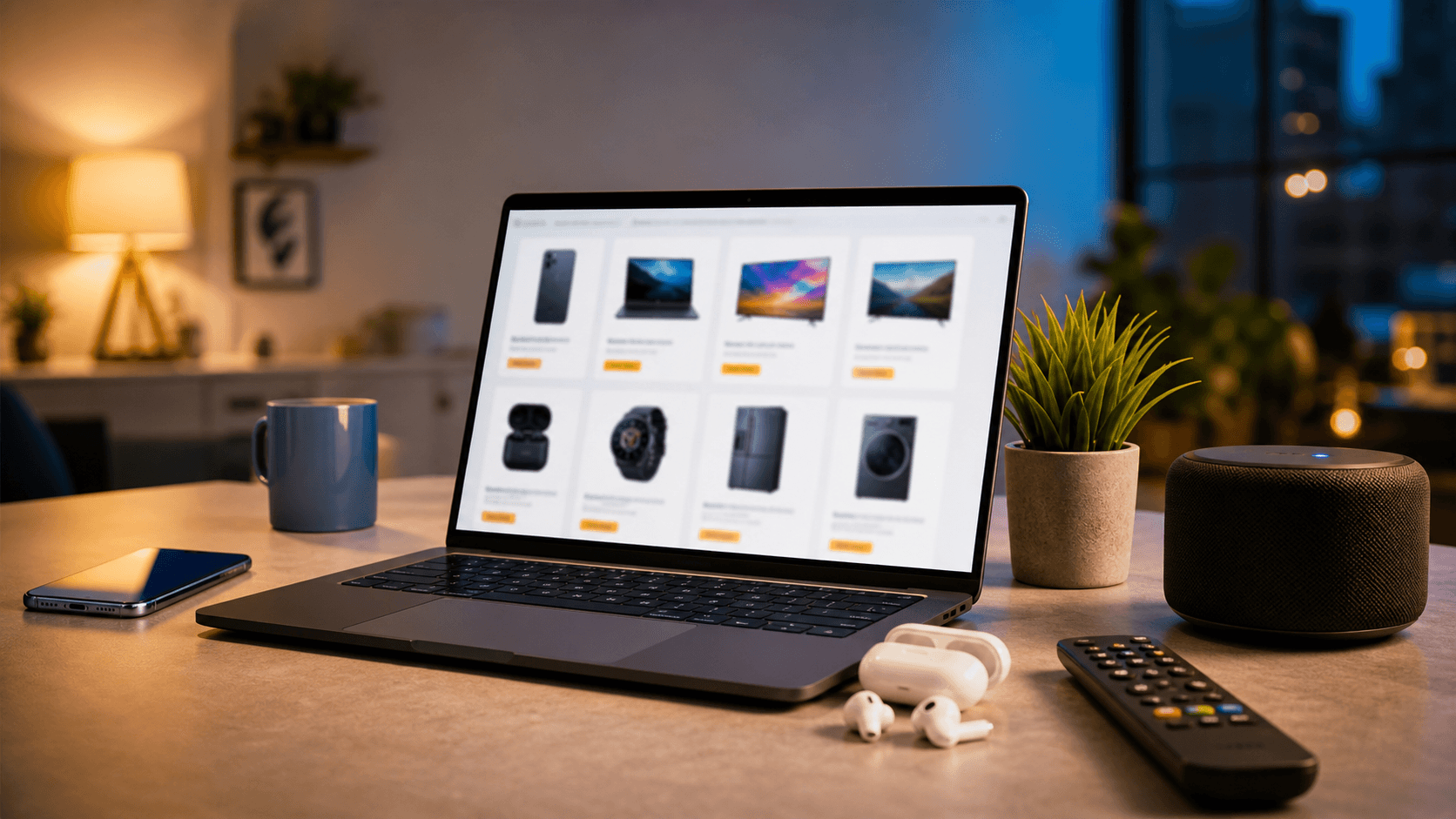 Indian tech shopper comparing Prime Day electronics deals on a laptop at home