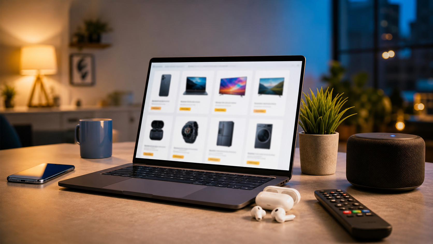 Indian tech shopper comparing Prime Day electronics deals on a laptop at home