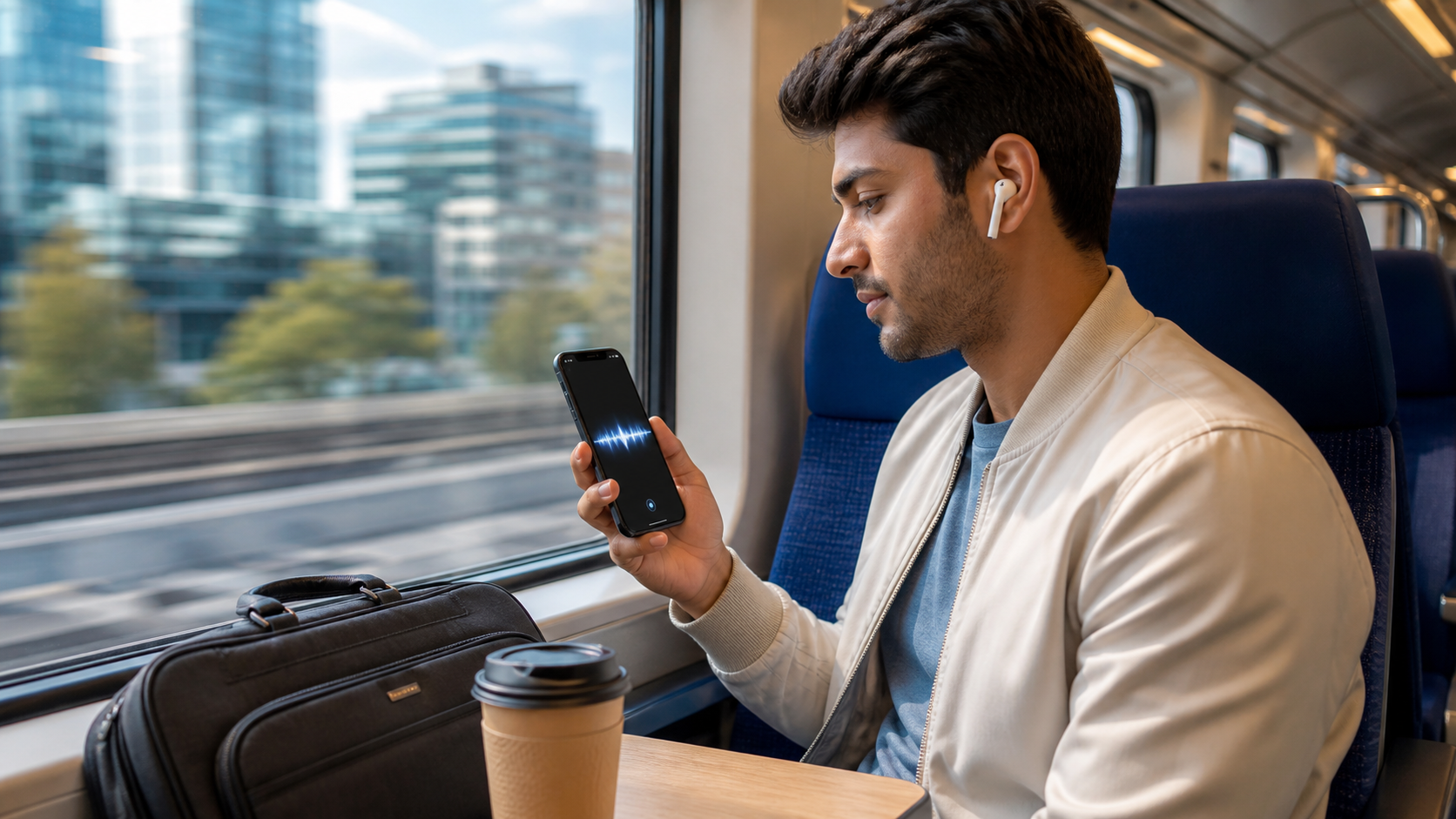 Hands adjusting privacy settings on a phone beside health papers and a laptop