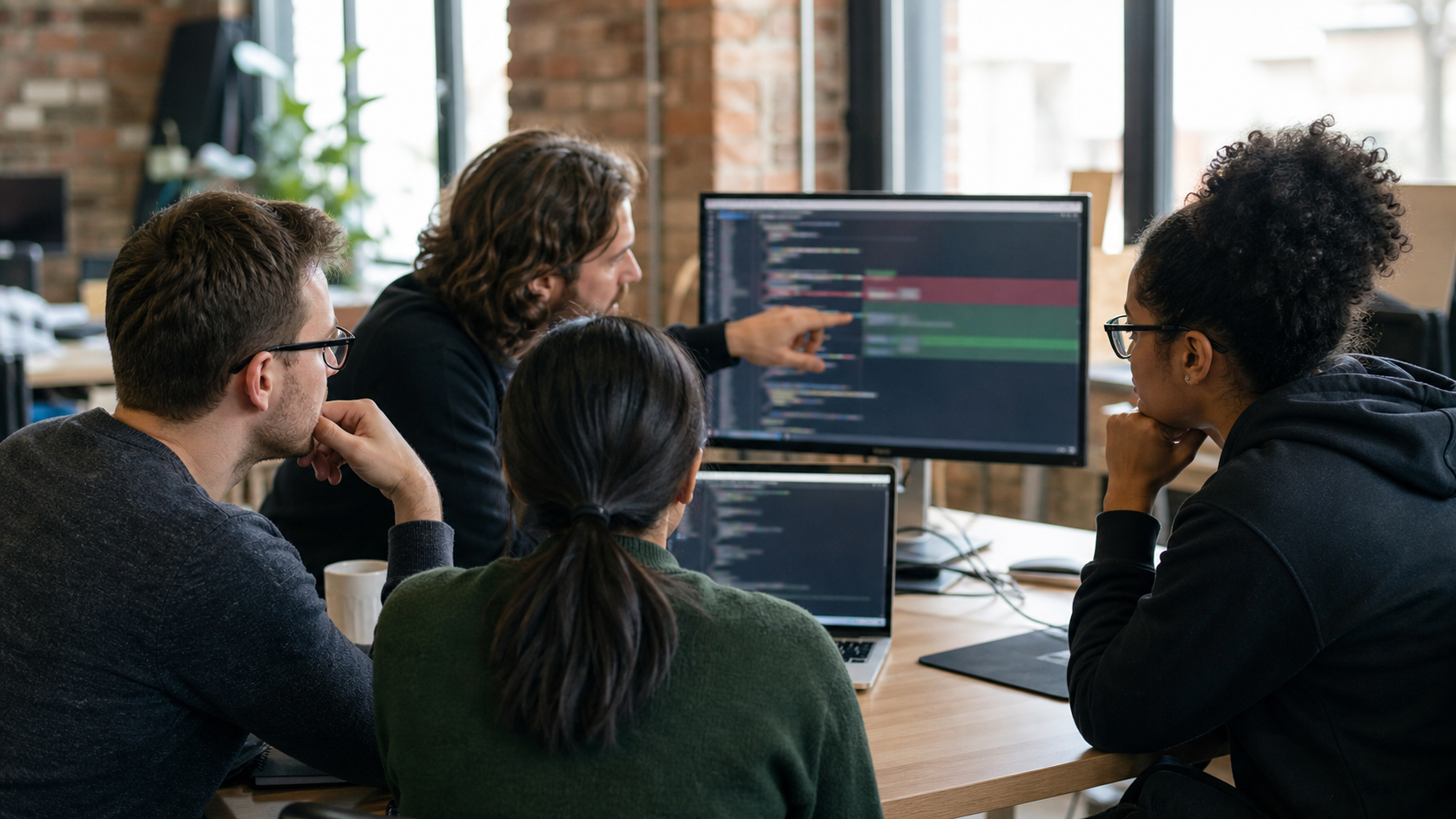 Open-source maintainers reviewing a vulnerability report together before accepting a fix